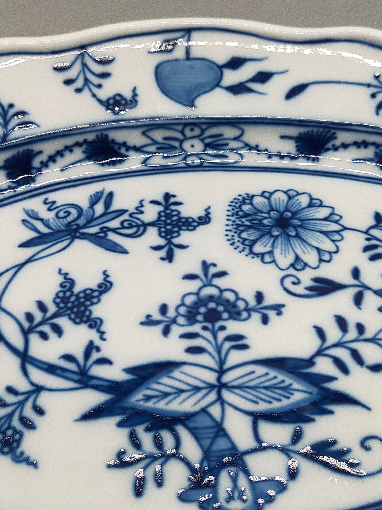 Edle Meissen Beilageplatte Oval Klassisches Zwiebelmuster Porzellan