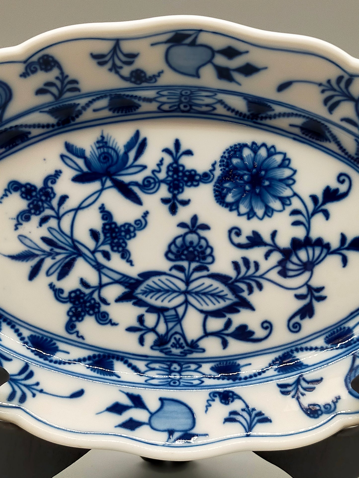 Elegante Meissen Porzellan Prunk Schale Zwiebelmuster oval