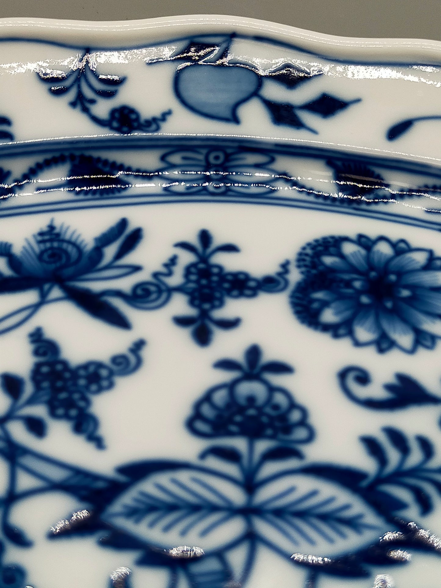 Elegante Meissen Porzellan Prunk Schale Zwiebelmuster oval