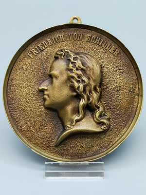 Antike Friedrich von Schiller Wandplakette aus Bronze