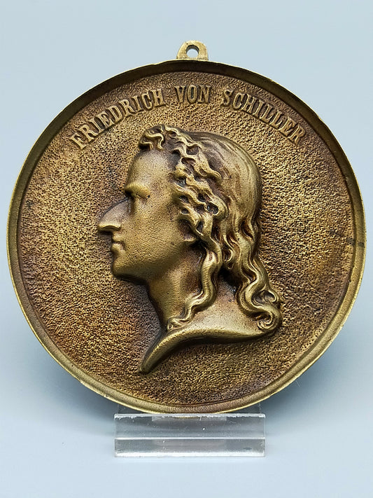 Antike Friedrich von Schiller Wandplakette aus Bronze