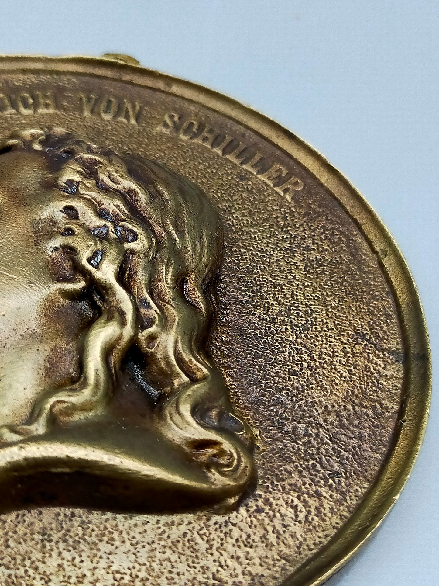 Antike Friedrich von Schiller Wandplakette aus Bronze
