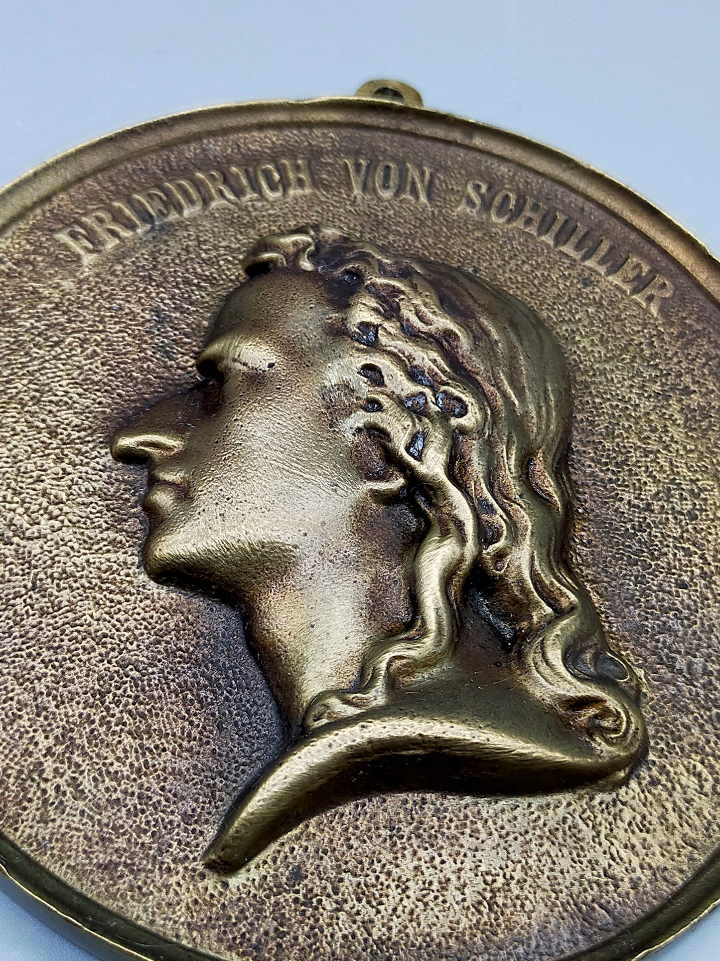 Antike Friedrich von Schiller Wandplakette aus Bronze