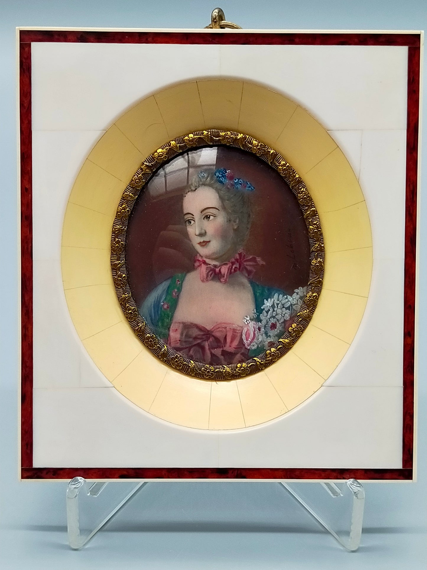 Französische Schule (XIX) Edles Miniatur Porträt einer Dame