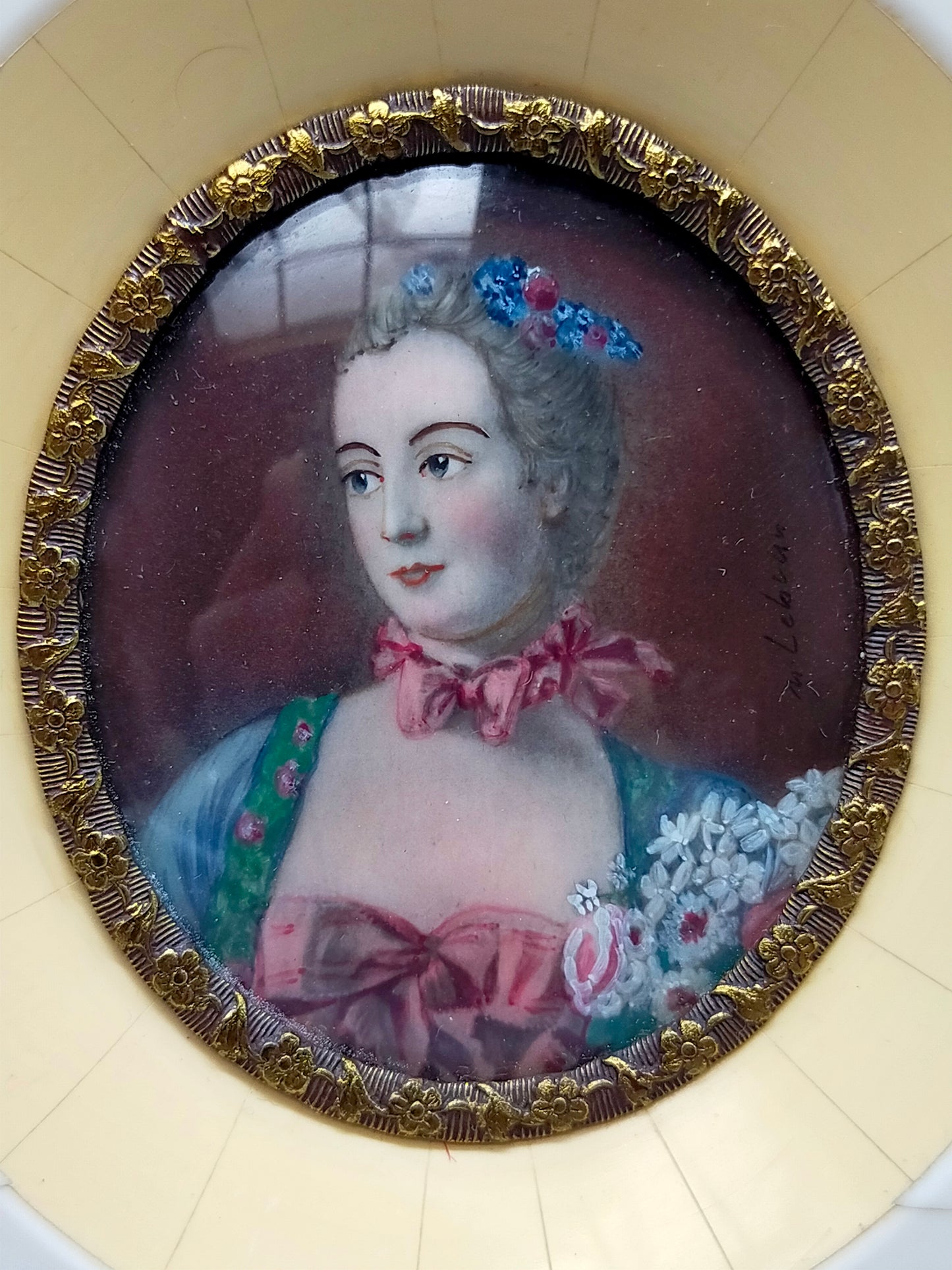Französische Schule (XIX) Edles Miniatur Porträt einer Dame