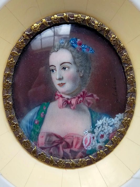 Französische Schule (XIX) Edles Miniatur Porträt einer Dame