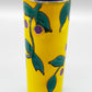 Stilvolle Keramik Zylinder Vase Farbenfrohes Design mit Blättermotiv