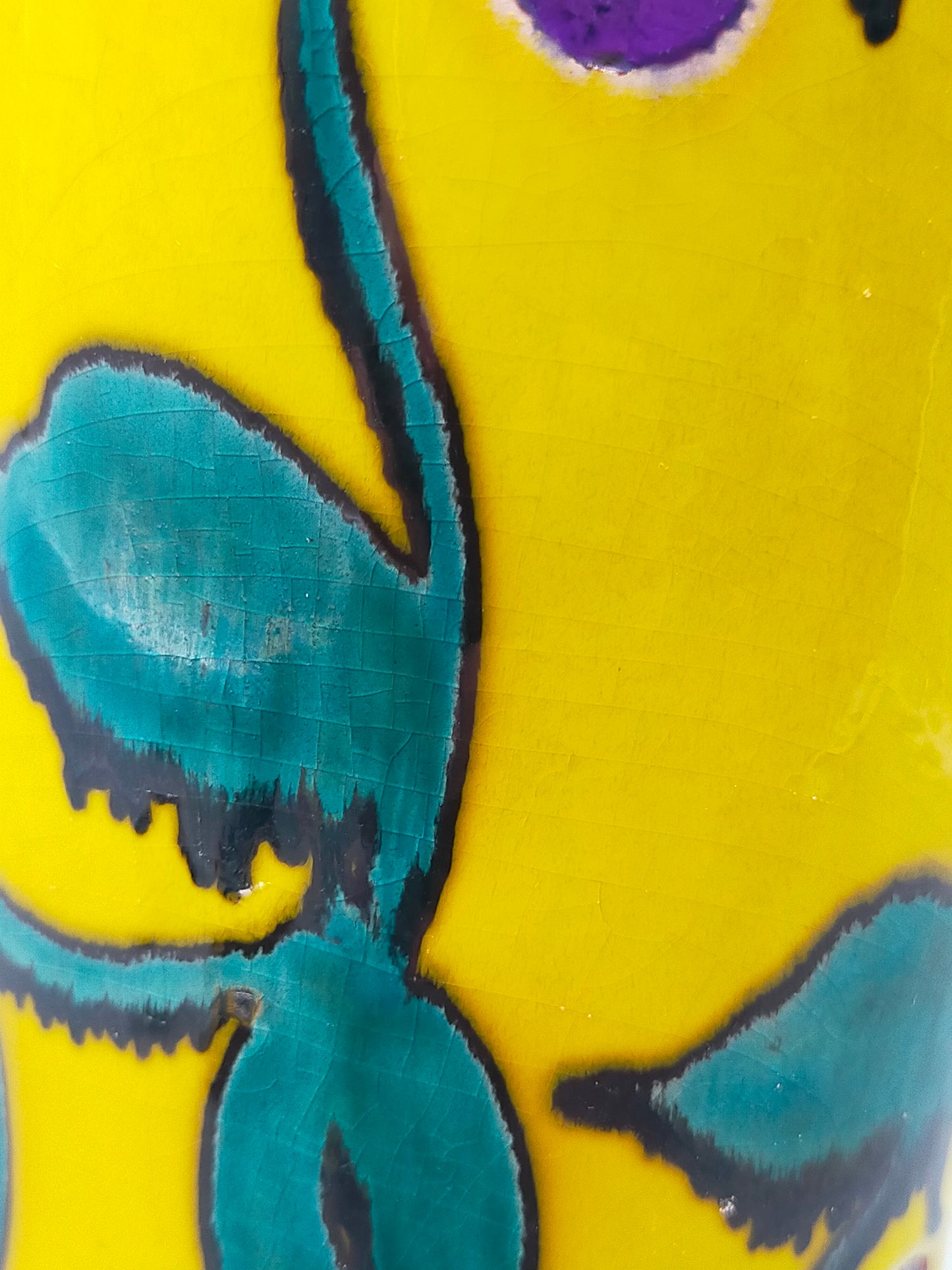 Stilvolle Keramik Zylinder Vase Farbenfrohes Design mit Blättermotiv