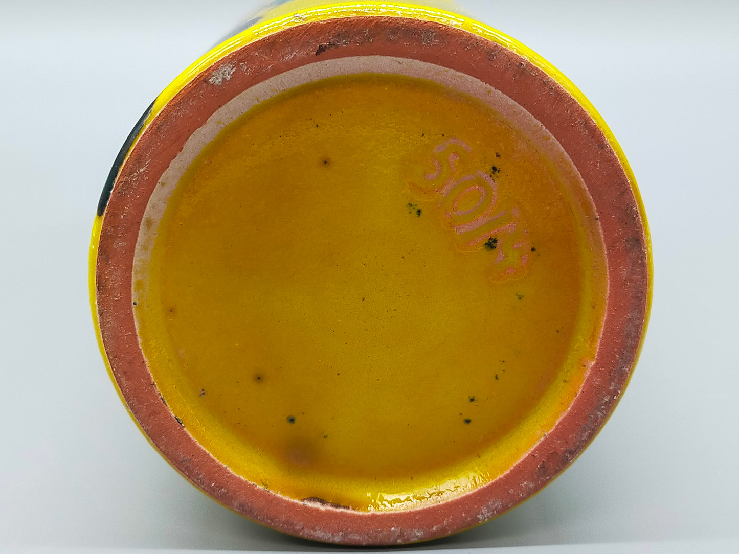 Stilvolle Keramik Zylinder Vase Farbenfrohes Design mit Blättermotiv