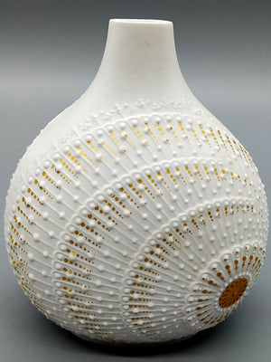 Kaiser Porzellan Vase Fidibus Weiß Gold Elegantes Relief Design