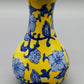 Klassische Keramik Vase in Gelb & Blau Florales Asiatisches Design