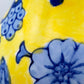 Klassische Keramik Vase in Gelb & Blau Florales Asiatisches Design