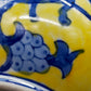 Klassische Keramik Vase in Gelb & Blau Florales Asiatisches Design
