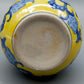 Klassische Keramik Vase in Gelb & Blau Florales Asiatisches Design