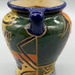 Bunte Keramik Vase mit Henkeln Abstraktes Design im Picasso-Stil