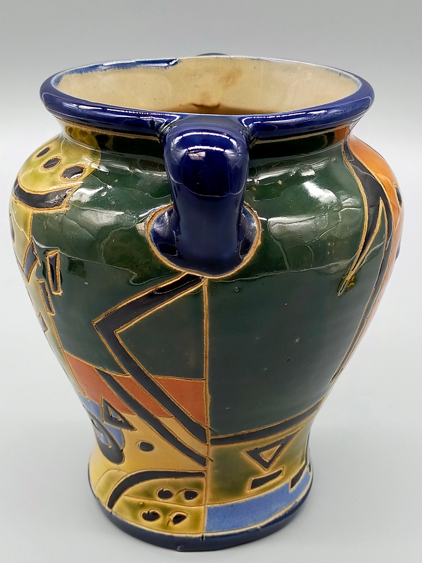 Bunte Keramik Vase mit Henkeln Abstraktes Design im Picasso-Stil