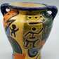 Bunte Keramik Vase mit Henkeln Abstraktes Design im Picasso-Stil