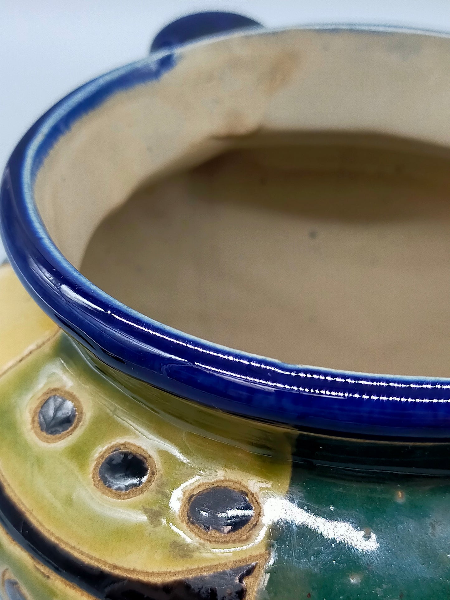 Bunte Keramik Vase mit Henkeln Abstraktes Design im Picasso-Stil