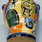 Bunte Keramik Vase mit Henkeln Abstraktes Design im Picasso-Stil