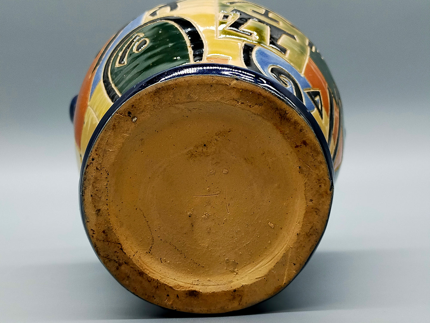Bunte Keramik Vase mit Henkeln Abstraktes Design im Picasso-Stil