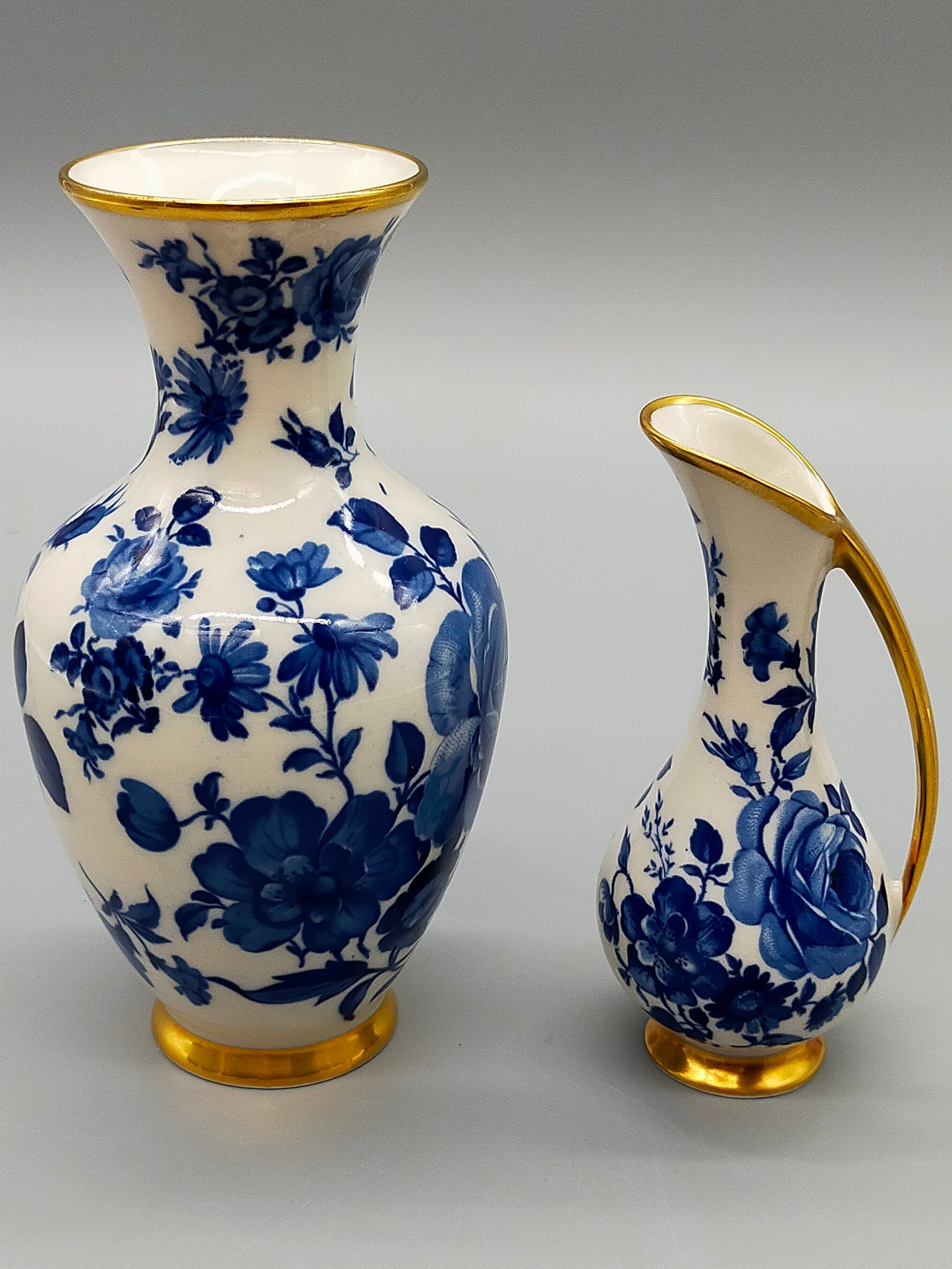 Elegantes Kronach Porzellan Vasen Set Delft Blau Weiß Dekor