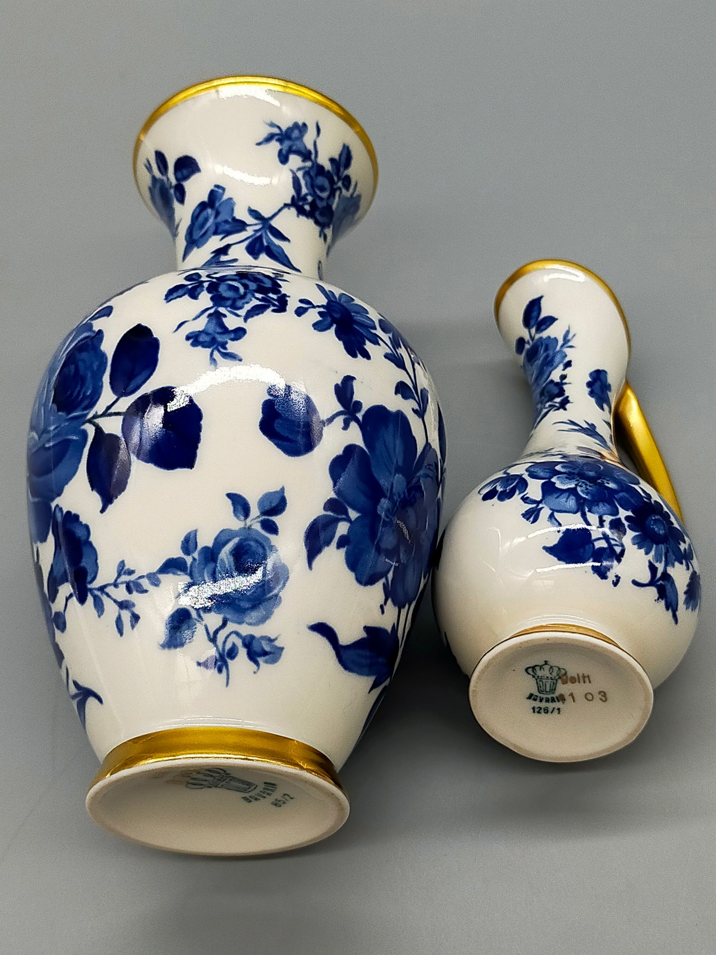 Elegantes Kronach Porzellan Vasen Set Delft Blau Weiß Dekor