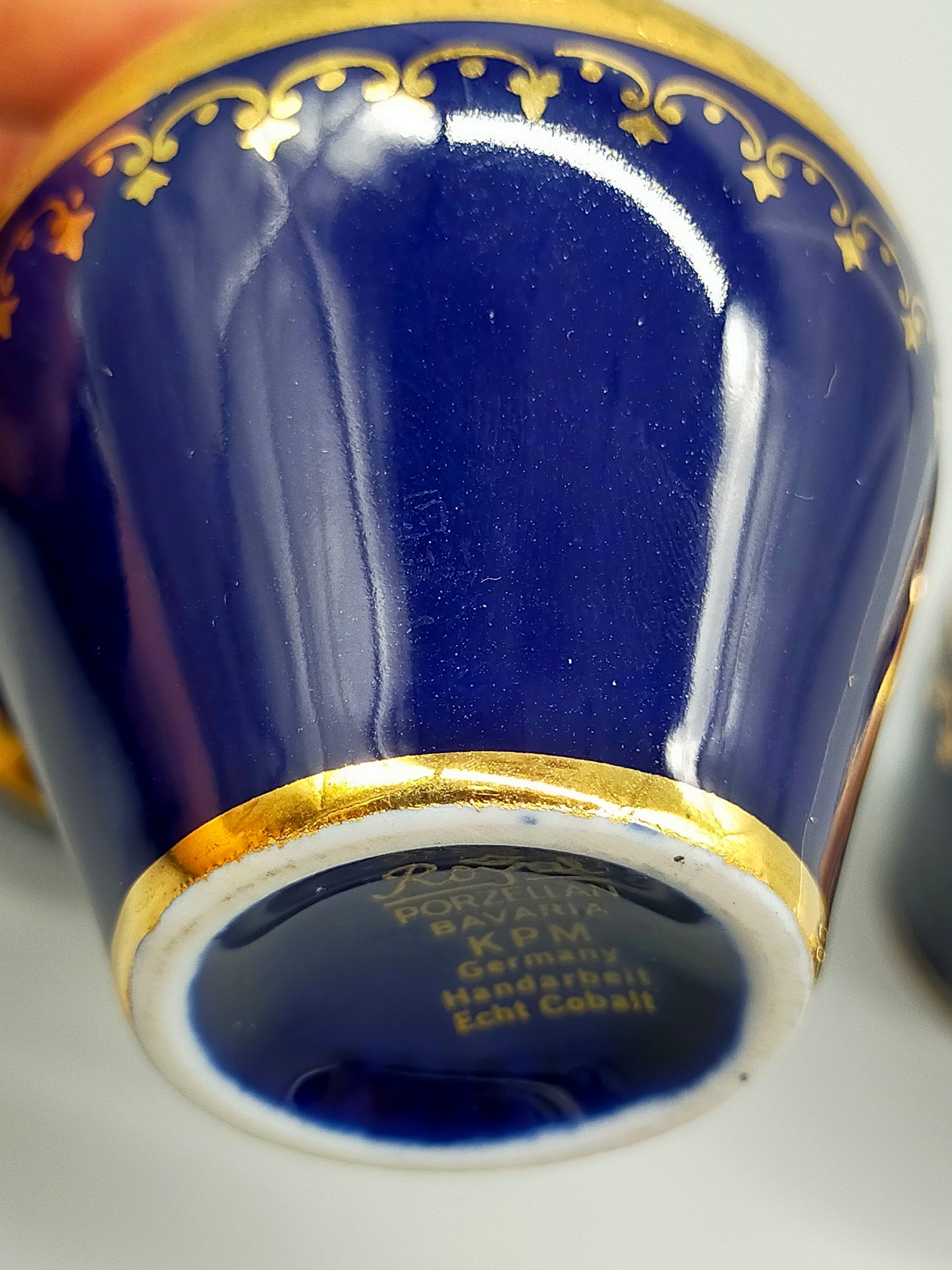 Royal KPM Porcellan Bavaria Deckelvasen Echt Cobalt mit Golddekor