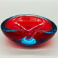 Murano Sommerso Glas Aschenbecher – Vintage Design in Rot und Blau