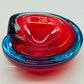 Murano Sommerso Glas Aschenbecher – Vintage Design in Rot und Blau