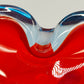 Murano Sommerso Glas Aschenbecher – Vintage Design in Rot und Blau