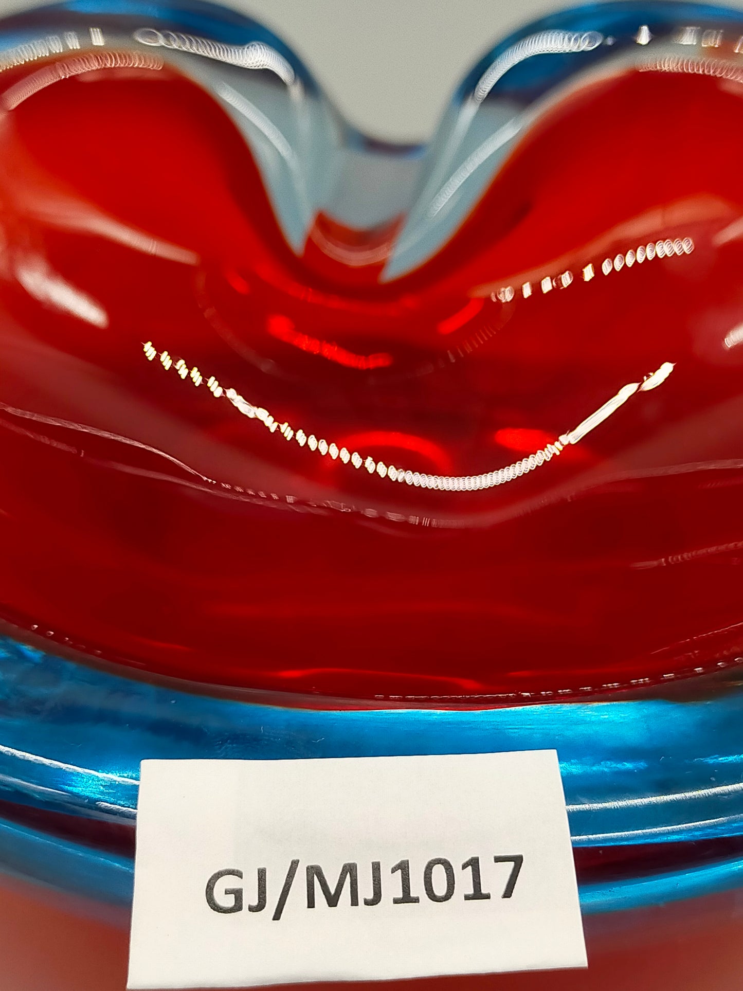 Murano Sommerso Glas Aschenbecher – Vintage Design in Rot und Blau