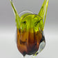 Murano Glas Vase Elegantes Sommerso Design in Grün und Braun