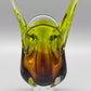 Murano Glas Vase Elegantes Sommerso Design in Grün und Braun