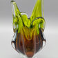 Murano Glas Vase Elegantes Sommerso Design in Grün und Braun