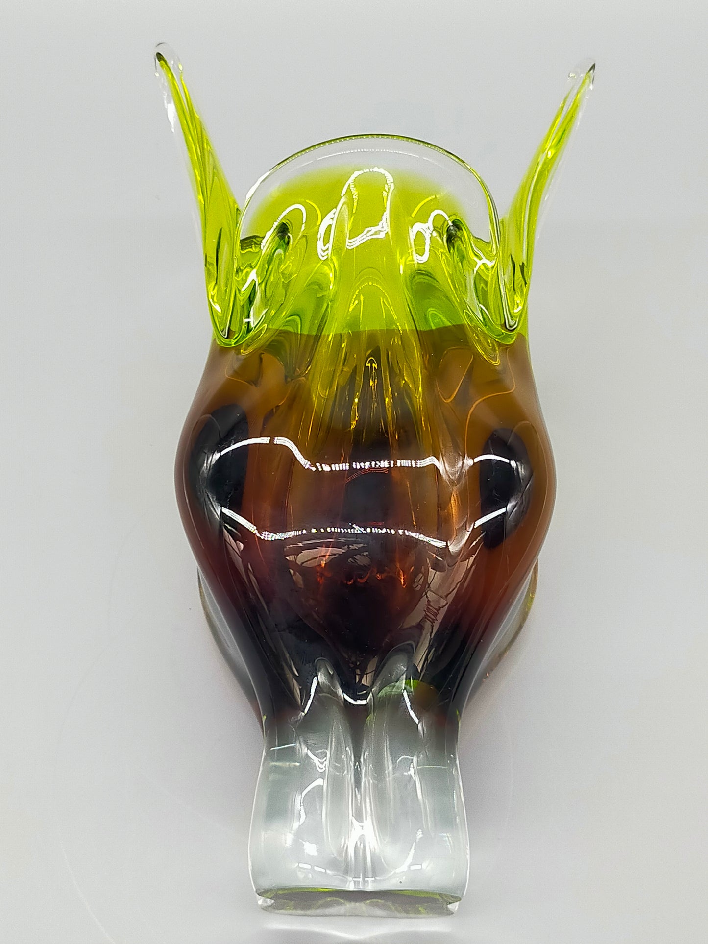 Murano Glas Vase Elegantes Sommerso Design in Grün und Braun
