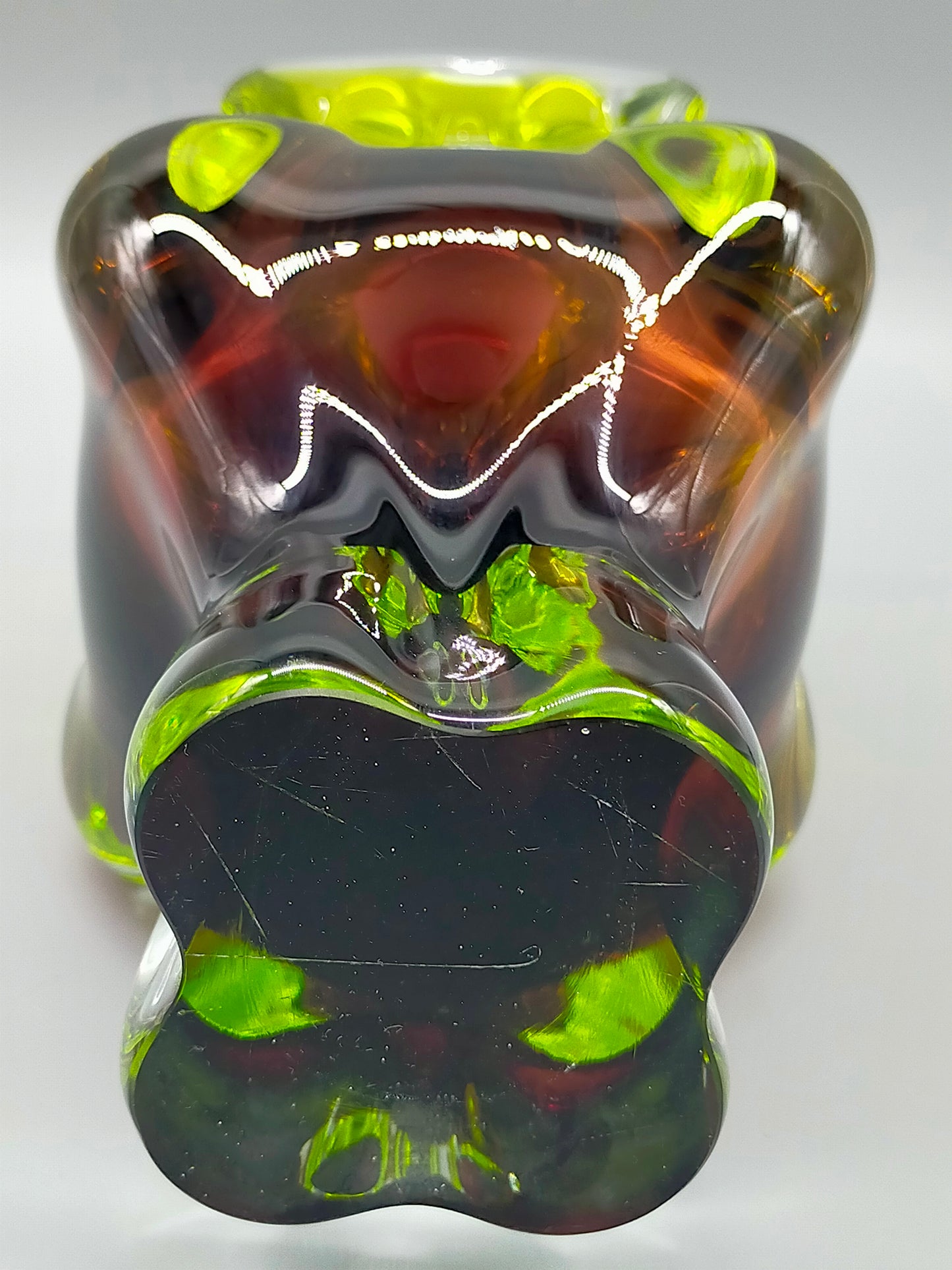 Murano Glas Vase Elegantes Sommerso Design in Grün und Braun