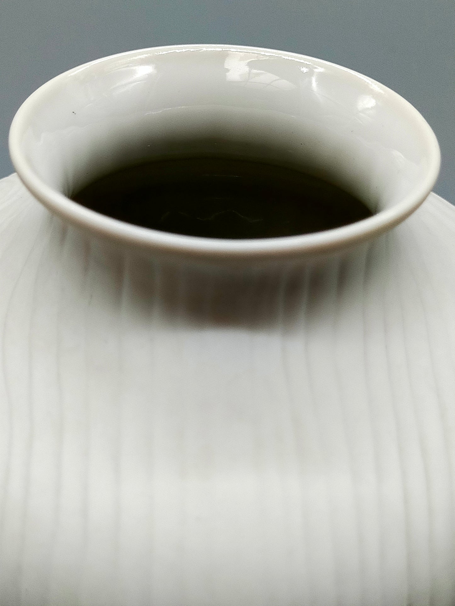 Vintage Tirschenreuth Porzellan Vase Weißes Relief mit Holzstruktur