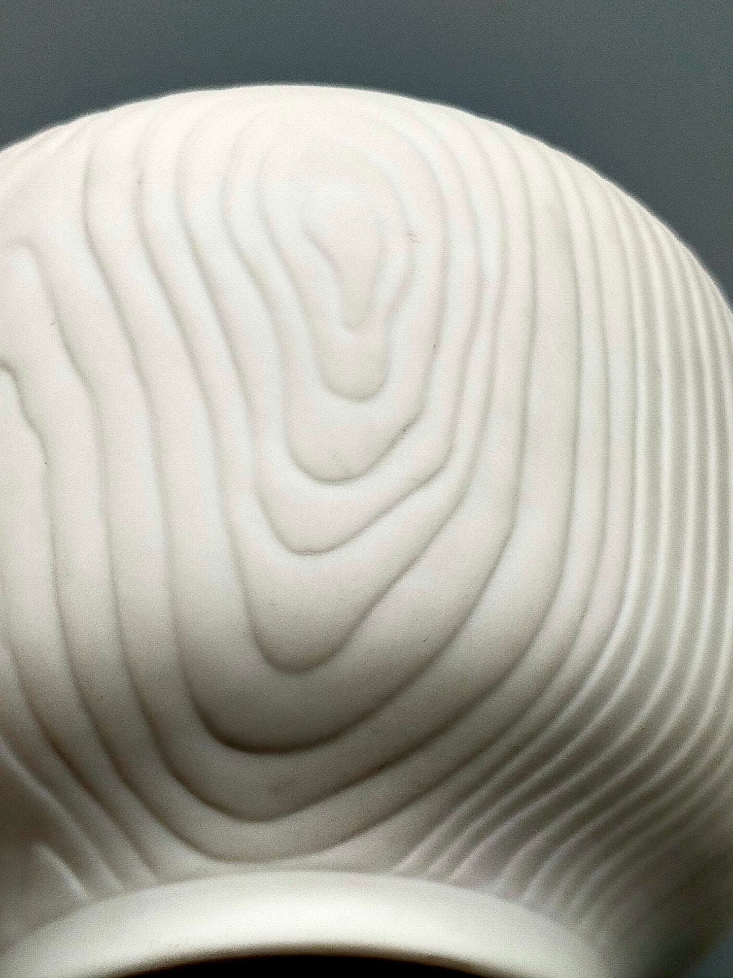 Vintage Tirschenreuth Porzellan Vase Weißes Relief mit Holzstruktur