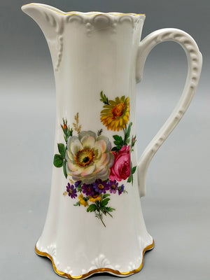 Eleganter Gerold Porzellan Krug Florales Dekor mit Goldrand