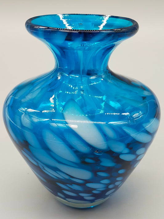 Blaue Murano Glas Vase Handgearbeitete mit Fleckenmuster