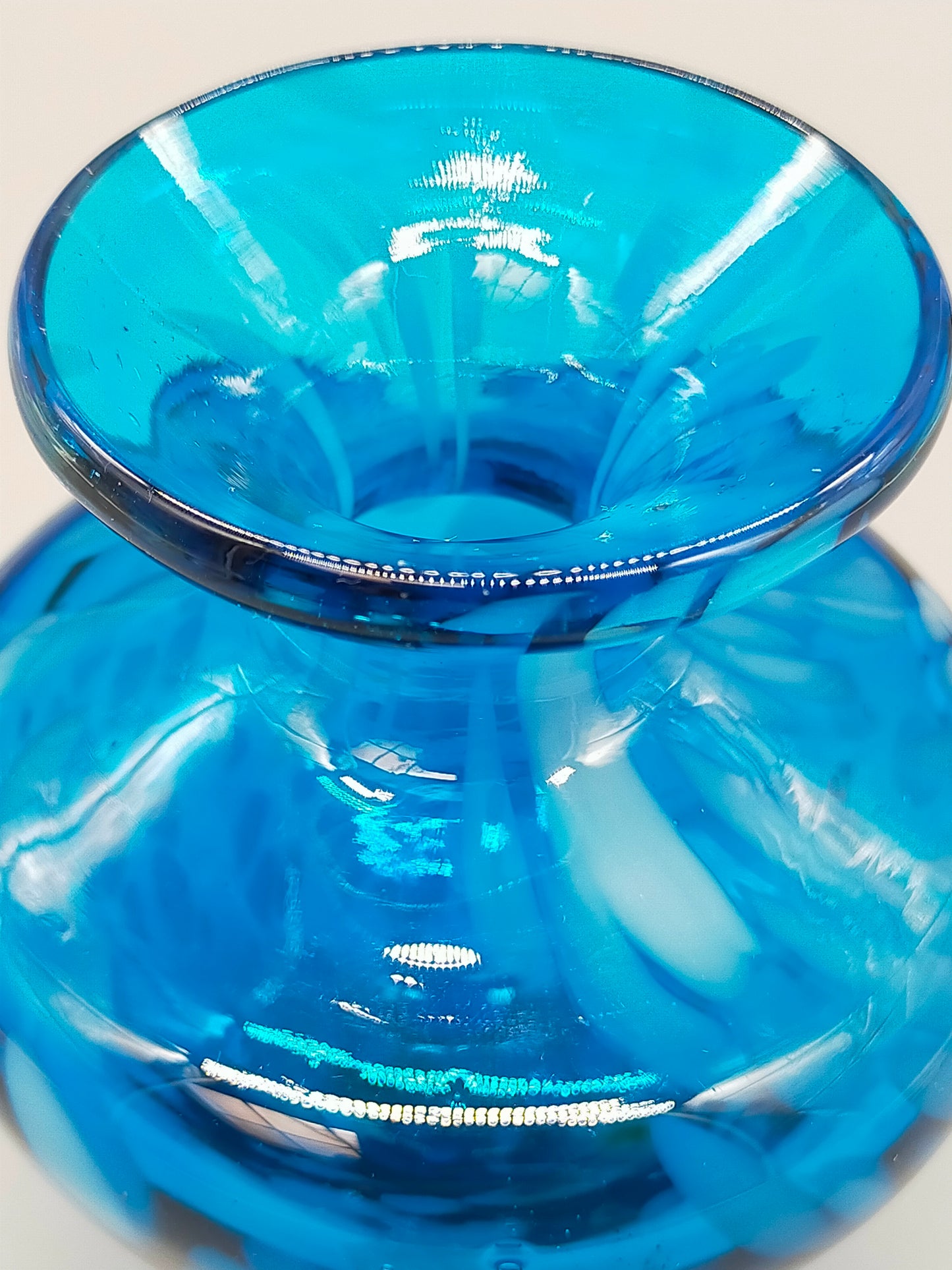 Blaue Murano Glas Vase Handgearbeitete mit Fleckenmuster