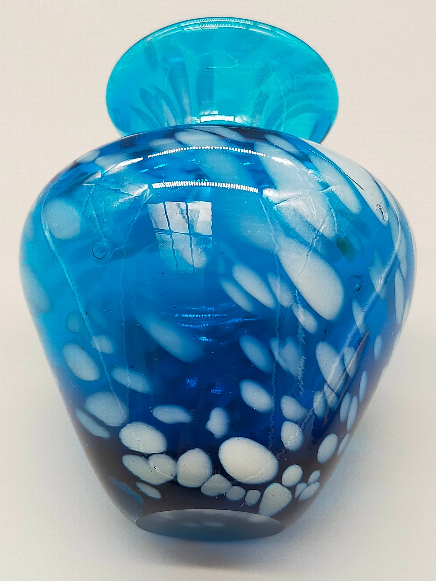 Blaue Murano Glas Vase Handgearbeitete mit Fleckenmuster