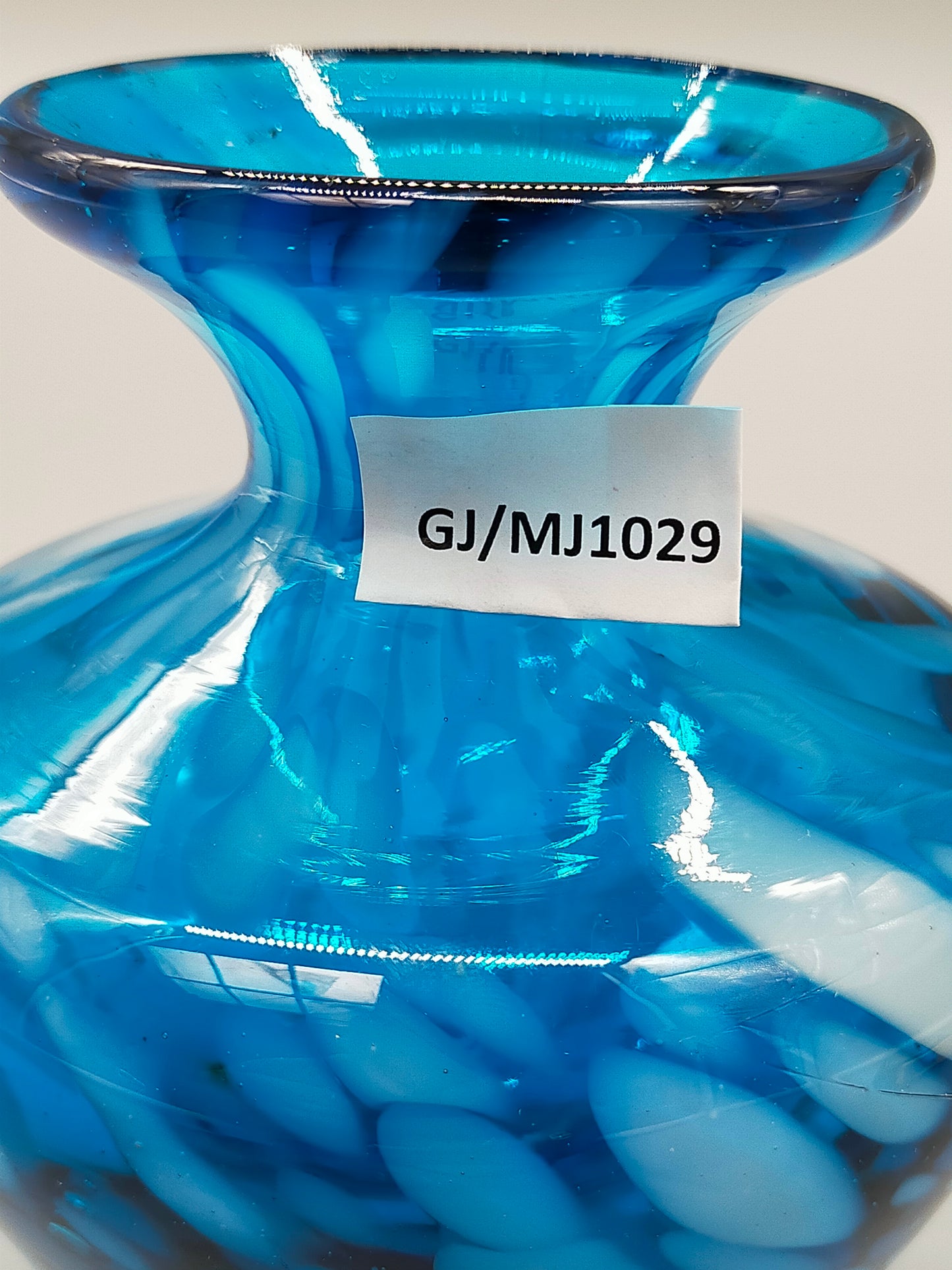 Blaue Murano Glas Vase Handgearbeitete mit Fleckenmuster
