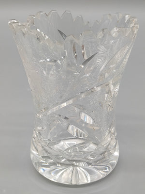 Edle Kristallglas Vase Traditionelles Schliffdekor
