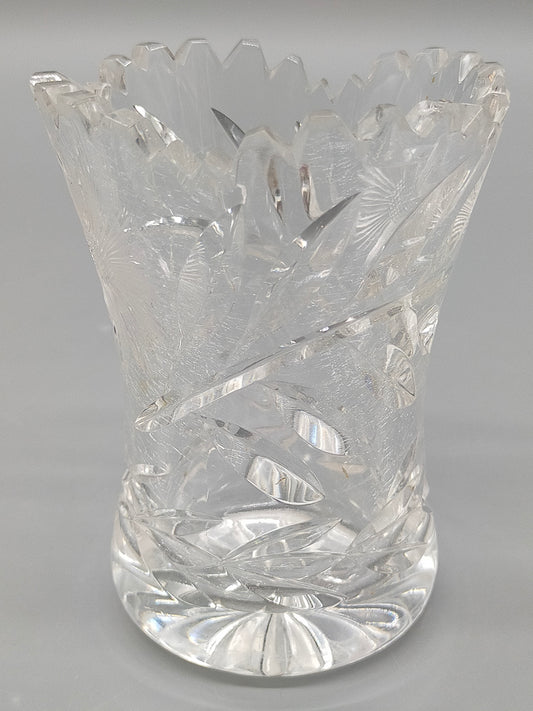 Edle Kristallglas Vase Traditionelles Schliffdekor