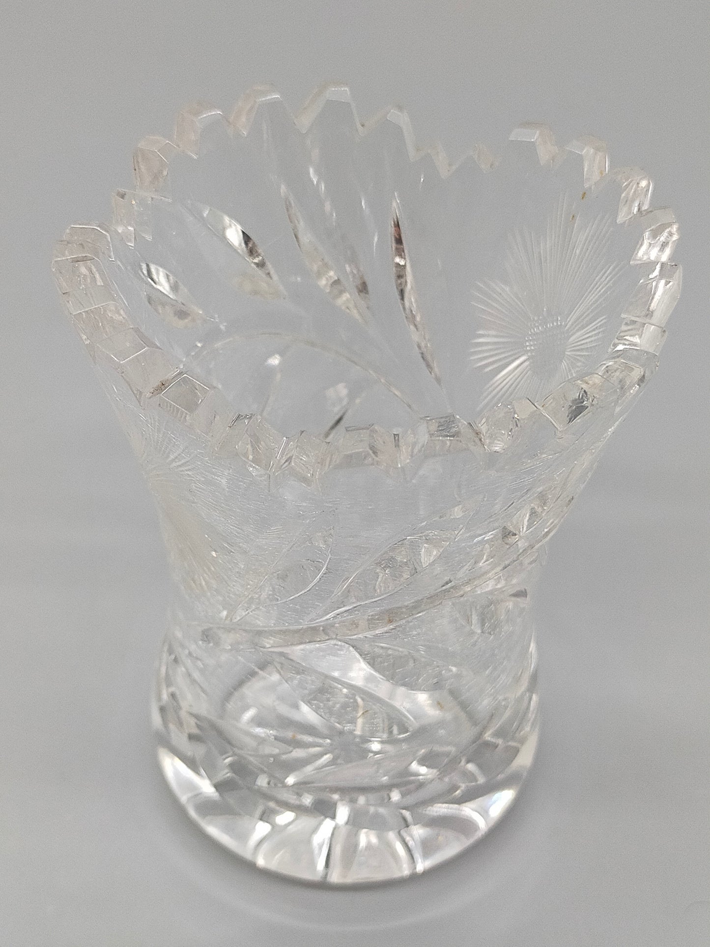 Edle Kristallglas Vase Traditionelles Schliffdekor
