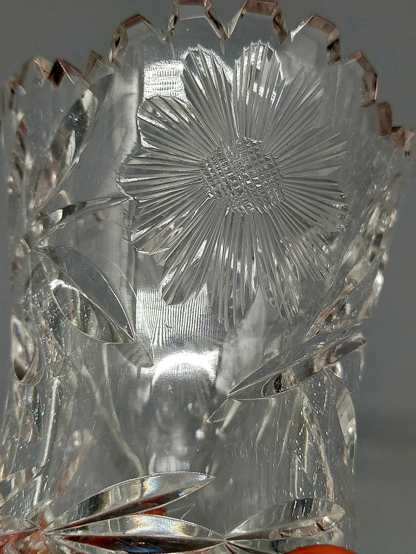 Edle Kristallglas Vase Traditionelles Schliffdekor