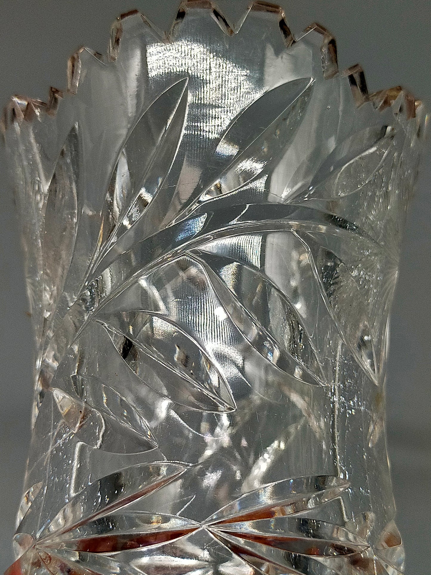 Edle Kristallglas Vase Traditionelles Schliffdekor