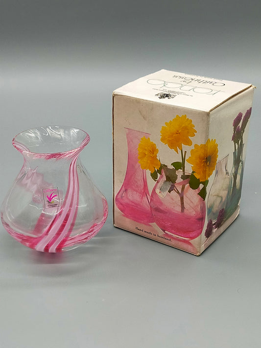 Caithness Rondo Glas Vase Pink-Weißer Wirbel aus Schottland