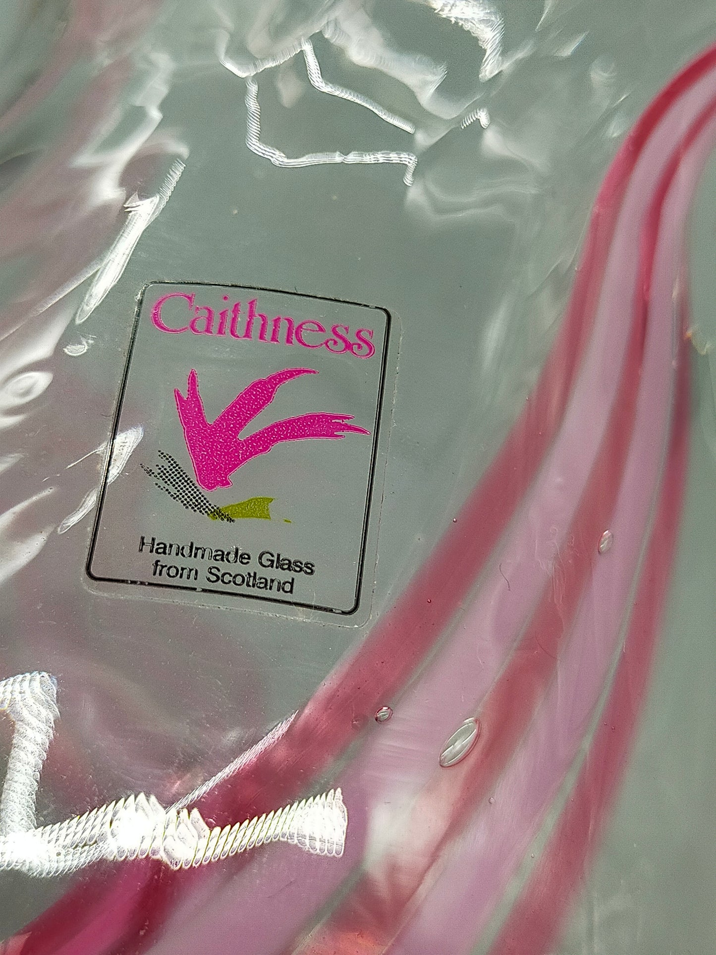 Caithness Rondo Glas Vase Pink-Weißer Wirbel aus Schottland
